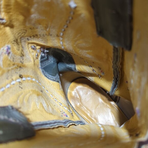 Justin Boots Women's 10B Brown With Green/Pink Uppers Western Heeled L2675 - Picture 9 of 12